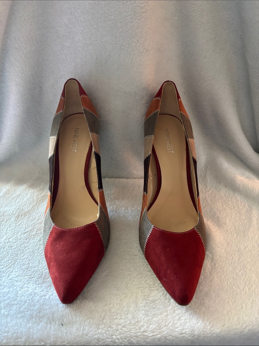 Nine West Multicolor Patchwork Pointed Pumps Heels